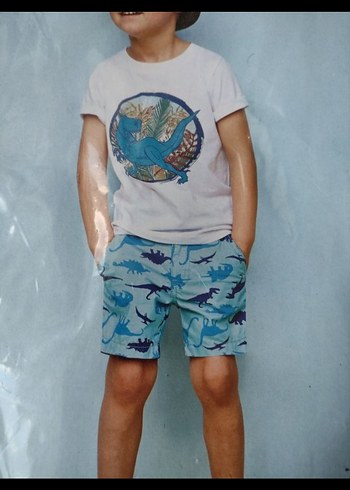 Erkek Çocuk Mavi Beyaz Şortlu Takım. - Görsel 2