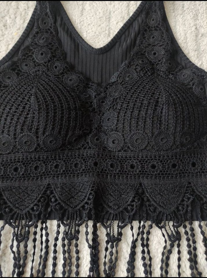 Dantelli Siyah Crop Top Büstiyer, - Görsel 2