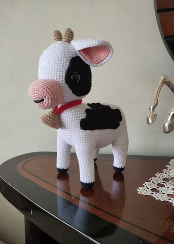 El Örgüsü Beyaz İnek Peluş Oyuncak - Görsel 2