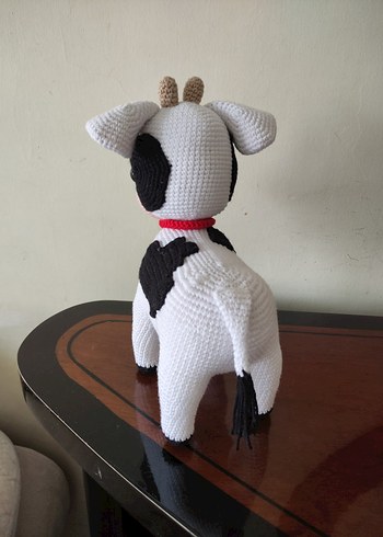 El Örgüsü Beyaz İnek Peluş Oyuncak - Görsel 4