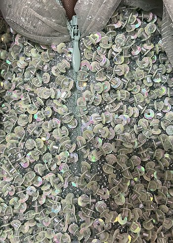 Straplez İşlemeli Yeşil Uzun Abiye Elbise - Görsel 7