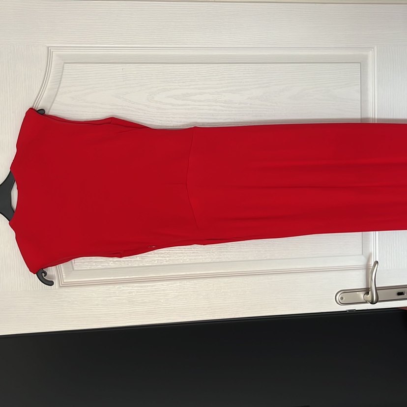 Kırmızı Drapeli Uzun Abiye Elbise - Görsel 5