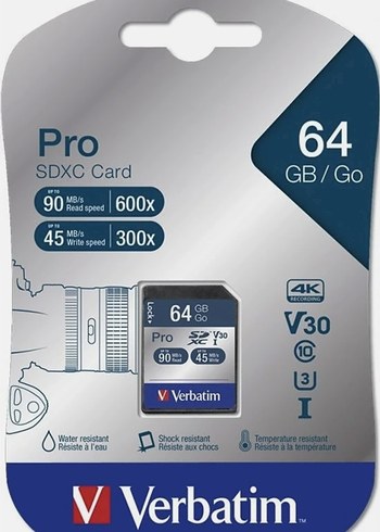 Verbatim 64 GB Mavi Pro SDXC Hafıza Kartı