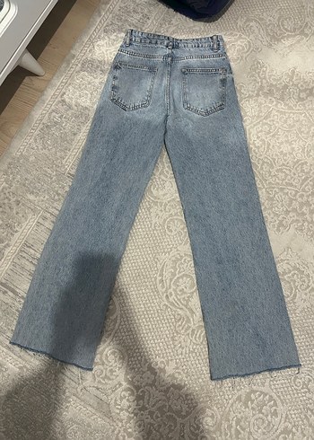 Gri Batik Desenli Rahat Kesim Kadın Kot Pantolon - Görsel 4