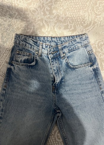 Gri Batik Desenli Rahat Kesim Kadın Kot Pantolon - Görsel 2