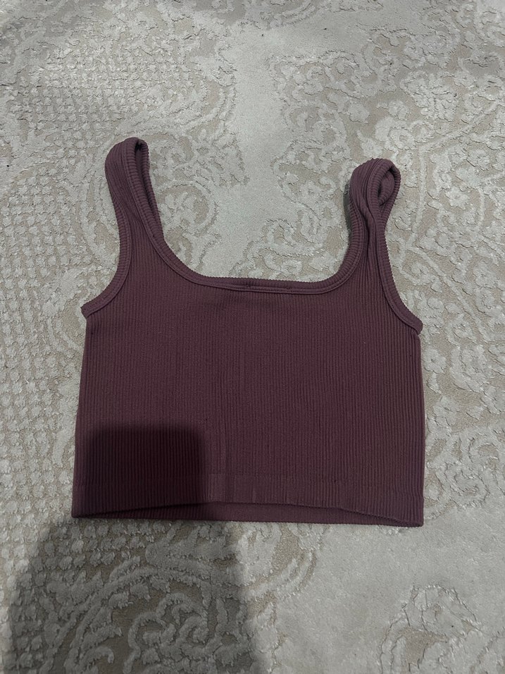 Bordo Kolsuz Crop Top - Görsel 3