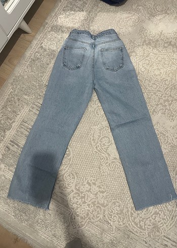 Bol Kesim Midi Mavi Denim Kadın Kot Pantolon - Görsel 3