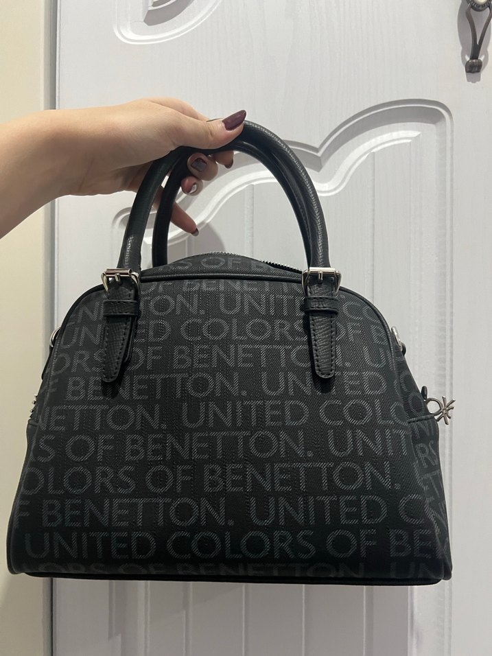 Benetton Siyah Deri Baskılı Kadın Çanta - Görsel 2