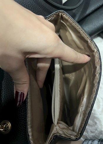 Zincir Detaylı Siyah Deri Kadın Çanta - Görsel 3