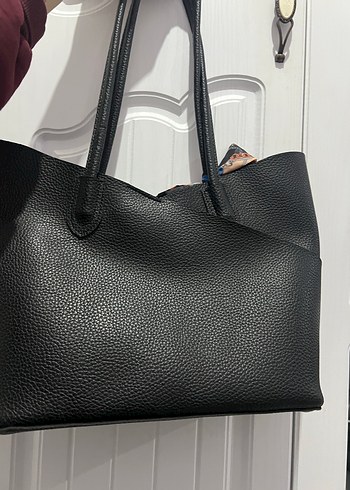 Klasik Siyah Deri Kadın Çanta - Görsel 2