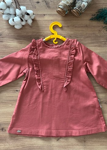 Kız Çocuk Pembe Uzun Kollu Fırfırlı Elbise