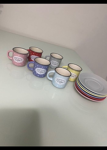 Karaca Renkli Seramik kahve fincanları