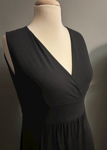 Siyah V Yakalı Midi  Elbise - Görsel 3