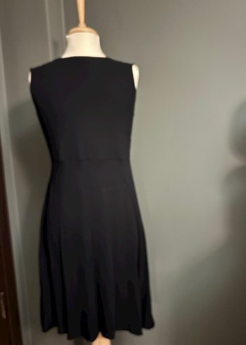 Siyah V Yakalı Midi  Elbise - Görsel 2