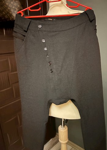 Siyah Gabardin yarım şalvar pantolon - Görsel 2