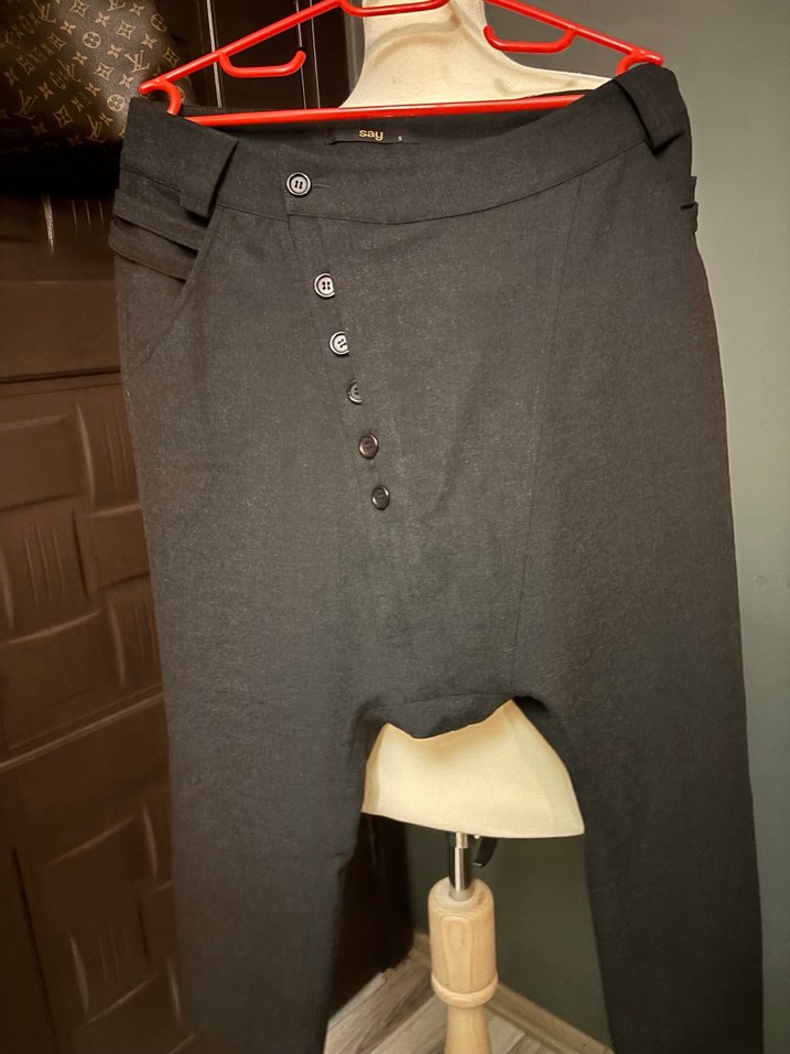 Siyah Gabardin yarım şalvar pantolon - Görsel 2