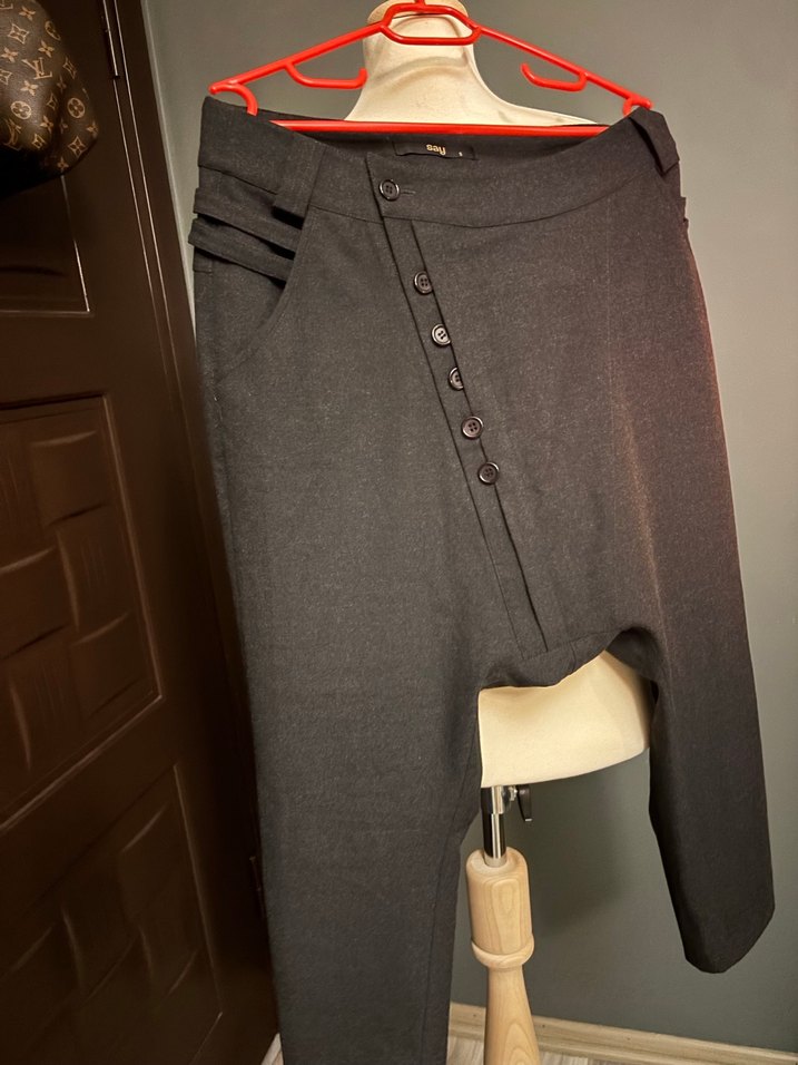 Siyah Gabardin yarım şalvar pantolon - Görsel 3