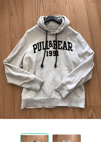 Pull and Bear Pull Bear 1991 Kapusonlu Gri Sweatshirt