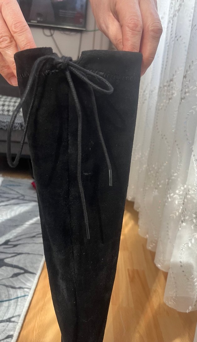 Siyah Süet Dizüstü streç çizme - Görsel 2