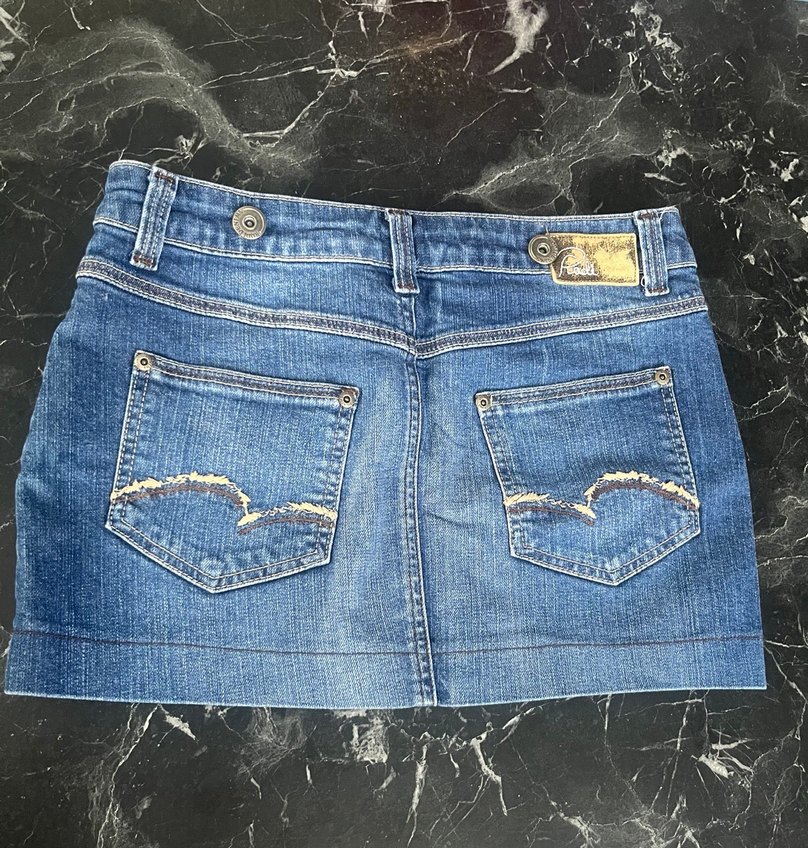 Koyu Mavi Kemerli Denim Mini Etek - Görsel 2