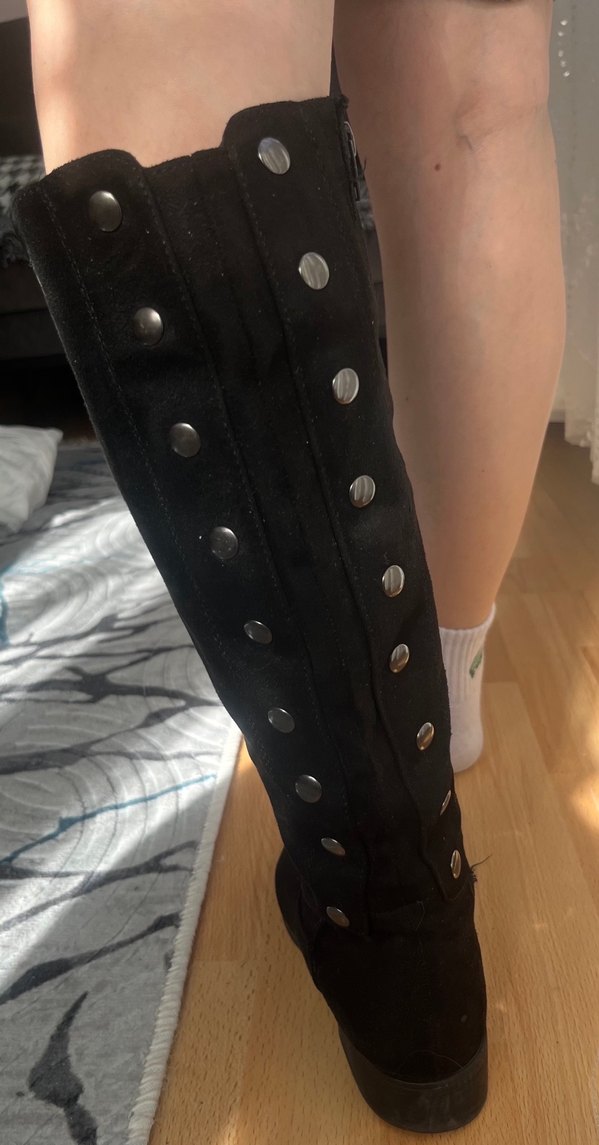 Siyah Süet Tokalı Dizüstü Bot - Görsel 2