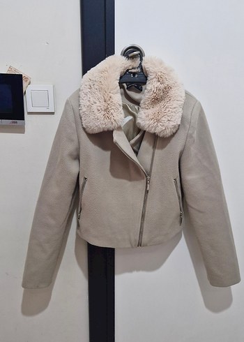 Kürklü Bej Kadın Ceket - Görsel 5