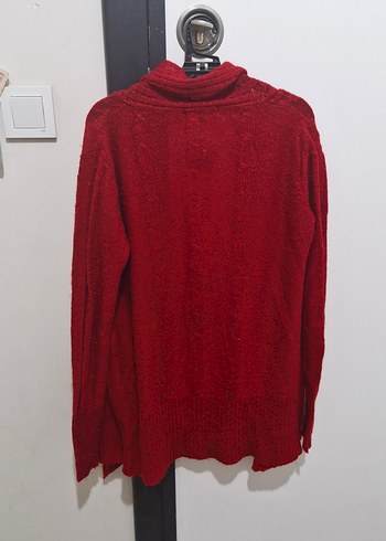 Kırmızı Örgü Kadın Hırka - Görsel 4