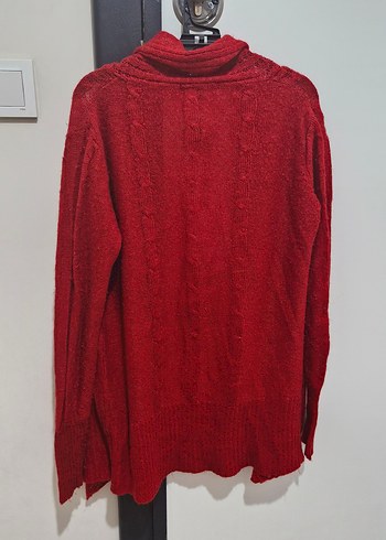 Kırmızı Örgü Kadın Hırka - Görsel 5