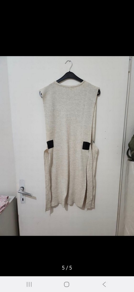 Bej Kolsuz Örgü Kadın Süveter - Görsel 2