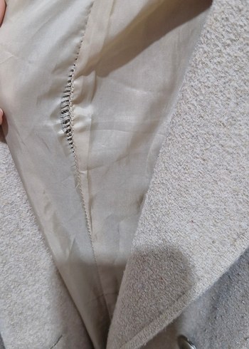 Bej Kemerli Midi Kadın Yün Kaban - Görsel 4