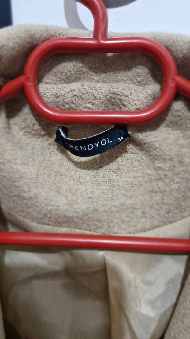 Bej Kemerli Midi Kadın Yün Kaban - Görsel 3