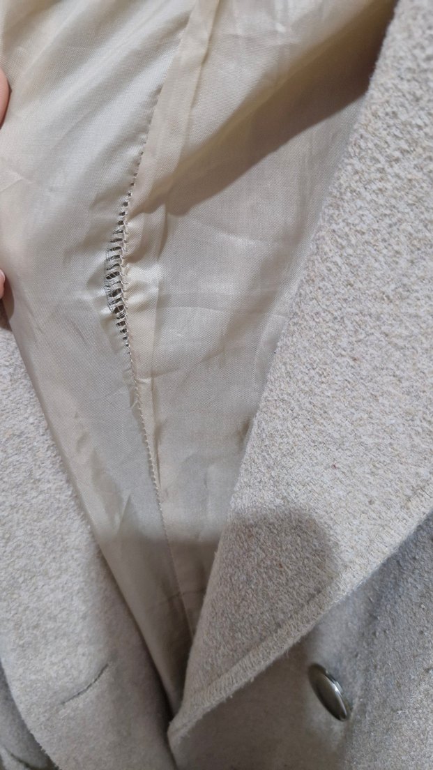 Bej Kemerli Midi Kadın Yün Kaban - Görsel 4