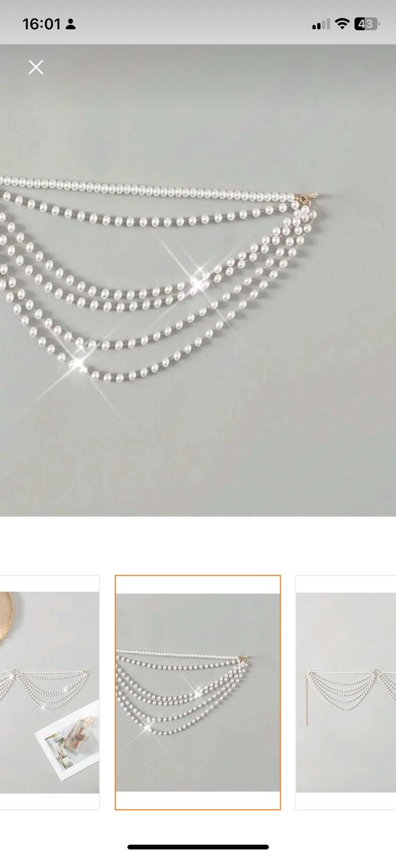 Boncuk Detaylı Bej Vücut Zinciri - Görsel 3