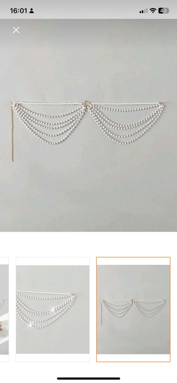 Boncuk Detaylı Bej Vücut Zinciri - Görsel 4