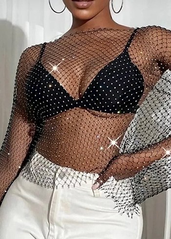 Siyah Puantiyeli Rock Punk Bralet