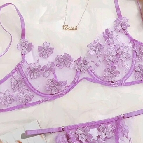  Beden mor Renk Muhteşem Çiçek Çetaylı Balenli Bralet Takımı