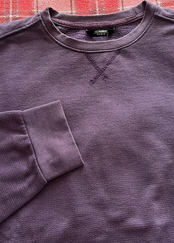 Mor Erkek Sweatshirt, Yuvarlak Yaka, Rahat Kesim - Görsel 2