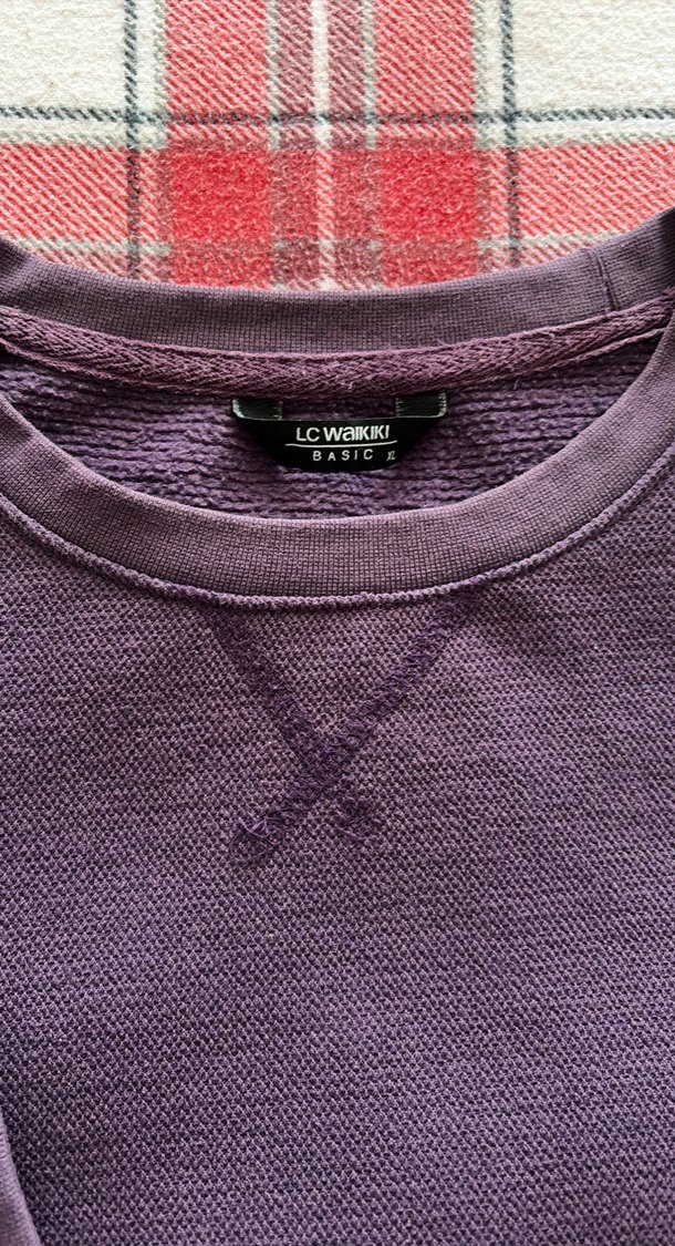 Mor Erkek Sweatshirt, Yuvarlak Yaka, Rahat Kesim - Görsel 3