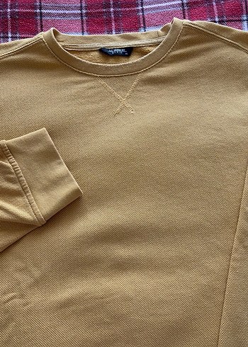 Açık Sarı Erkek Sweatshirt, Bisiklet Yaka, Rahat Kesim - Görsel 2