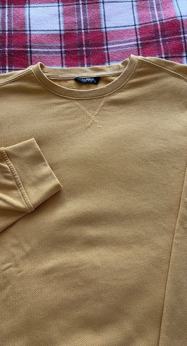 Açık Sarı Erkek Sweatshirt, Bisiklet Yaka, Rahat Kesim - Görsel 2