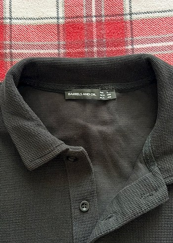 Siyah Düğmeli Polo Yaka Erkek Sweatshirt - Görsel 3