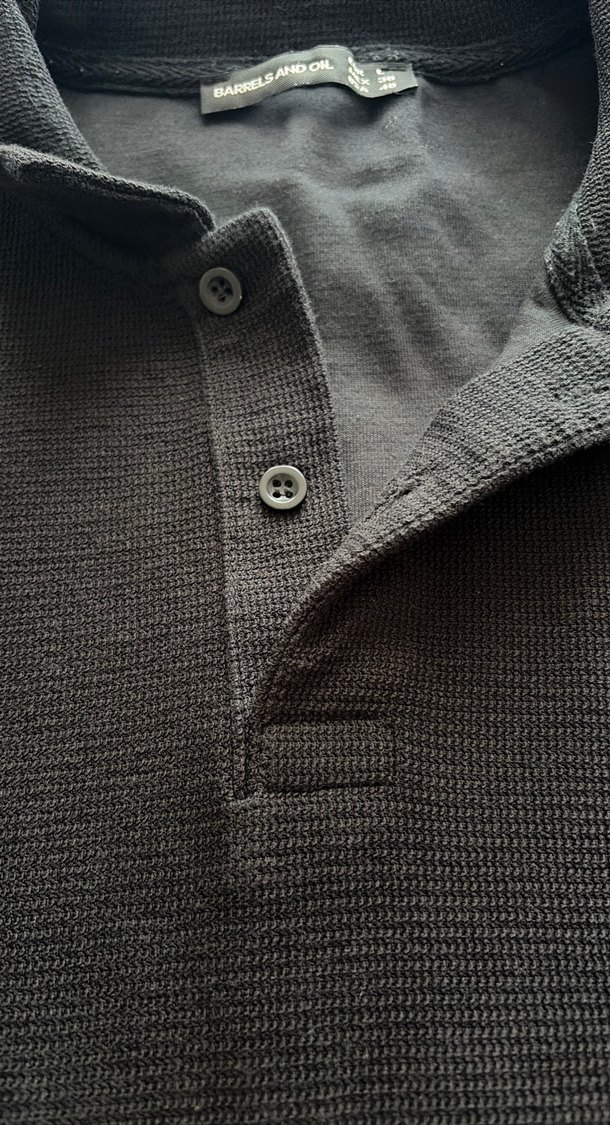 Siyah Düğmeli Polo Yaka Erkek Sweatshirt - Görsel 2