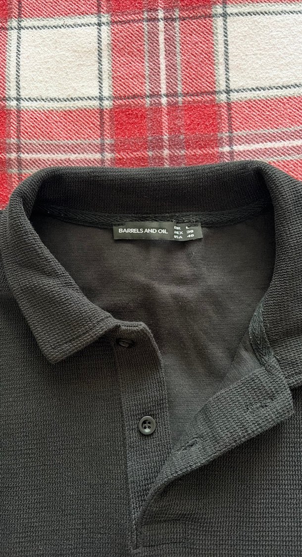 Siyah Düğmeli Polo Yaka Erkek Sweatshirt - Görsel 3