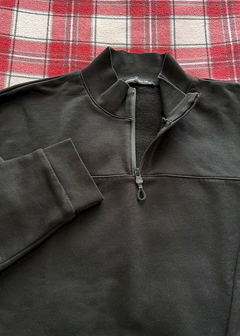 Siyah Fermuarlı Yarım Boğazlı Erkek Sweatshirt - Görsel 2
