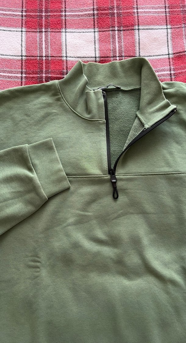 Erkek Haki Yarım Fermuarlı Sweatshirt - Görsel 2