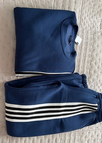 Lacivert Çizgili Salaş Sweatshirt-Eşofman takım - Görsel 5