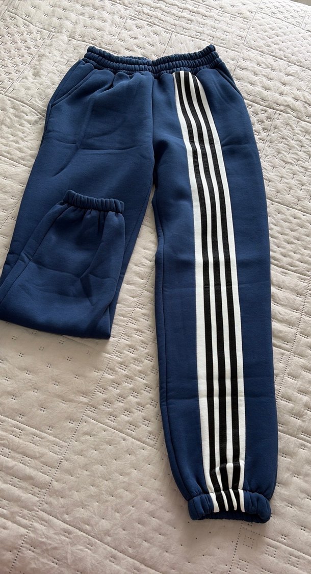 Lacivert Çizgili Salaş Sweatshirt-Eşofman takım - Görsel 3