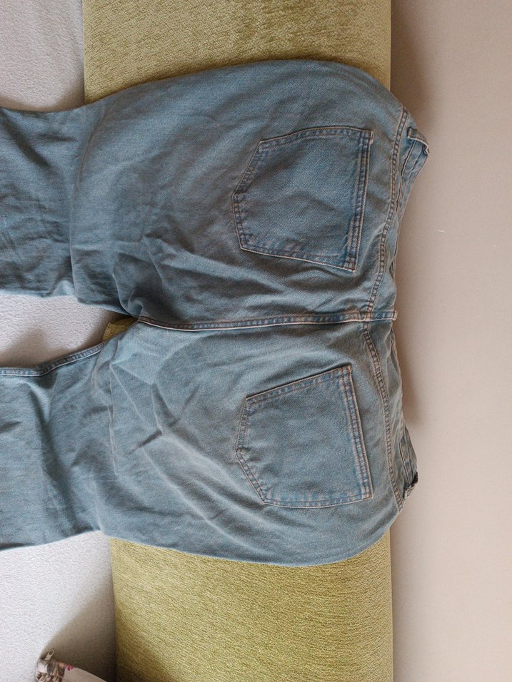 mavi büyük beden Rahat Kesim Kadın Kot Pantolon - Görsel 5