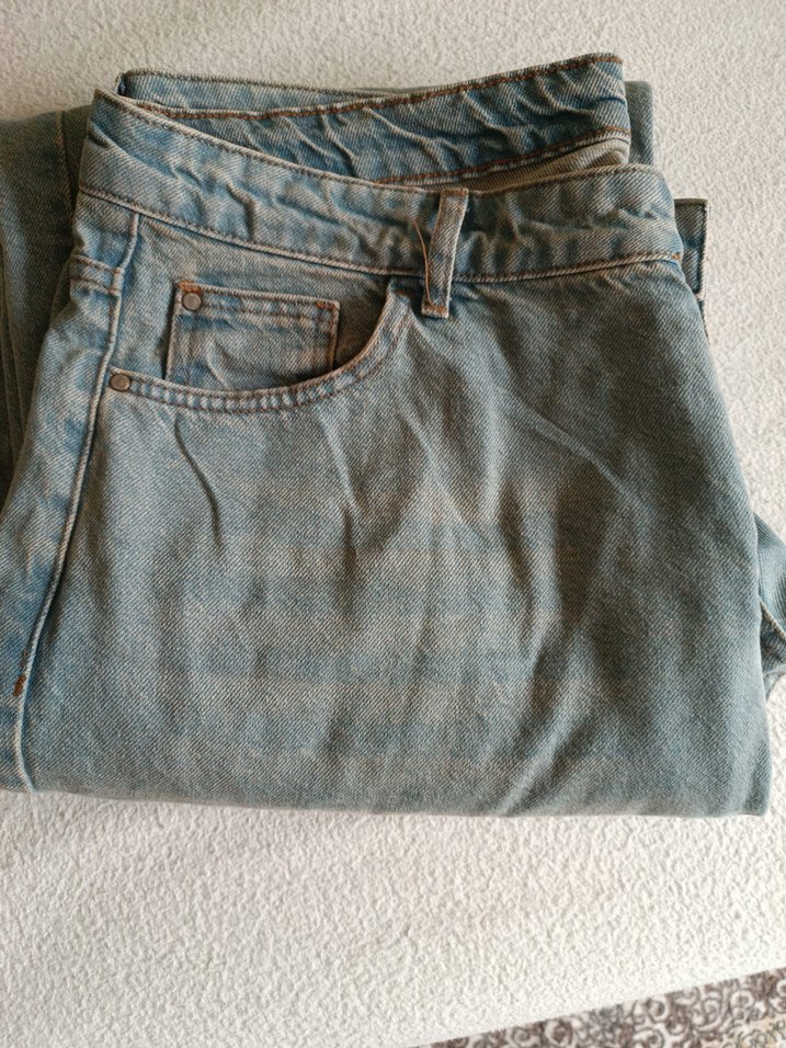 mavi büyük beden Rahat Kesim Kadın Kot Pantolon - Görsel 4