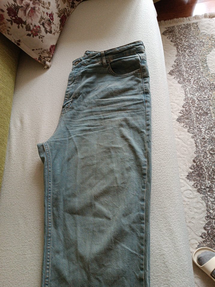 mavi büyük beden Rahat Kesim Kadın Kot Pantolon - Görsel 3